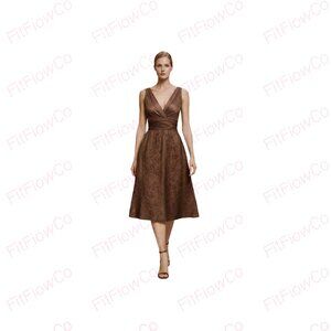 ✨ Adrianna Papell Boutique Dark Brown Satin Cocktail Dress – Size 6